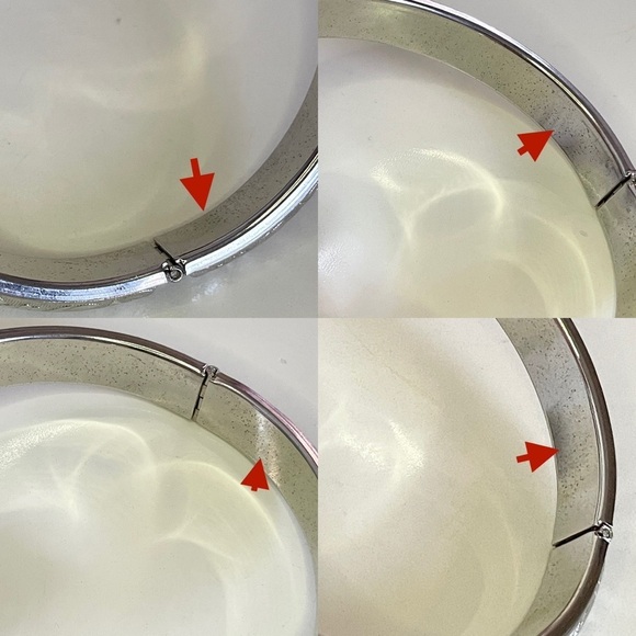 Floral Print Silver Tone Metal Bangle Clasp Bracelet - Picture 6 of 12